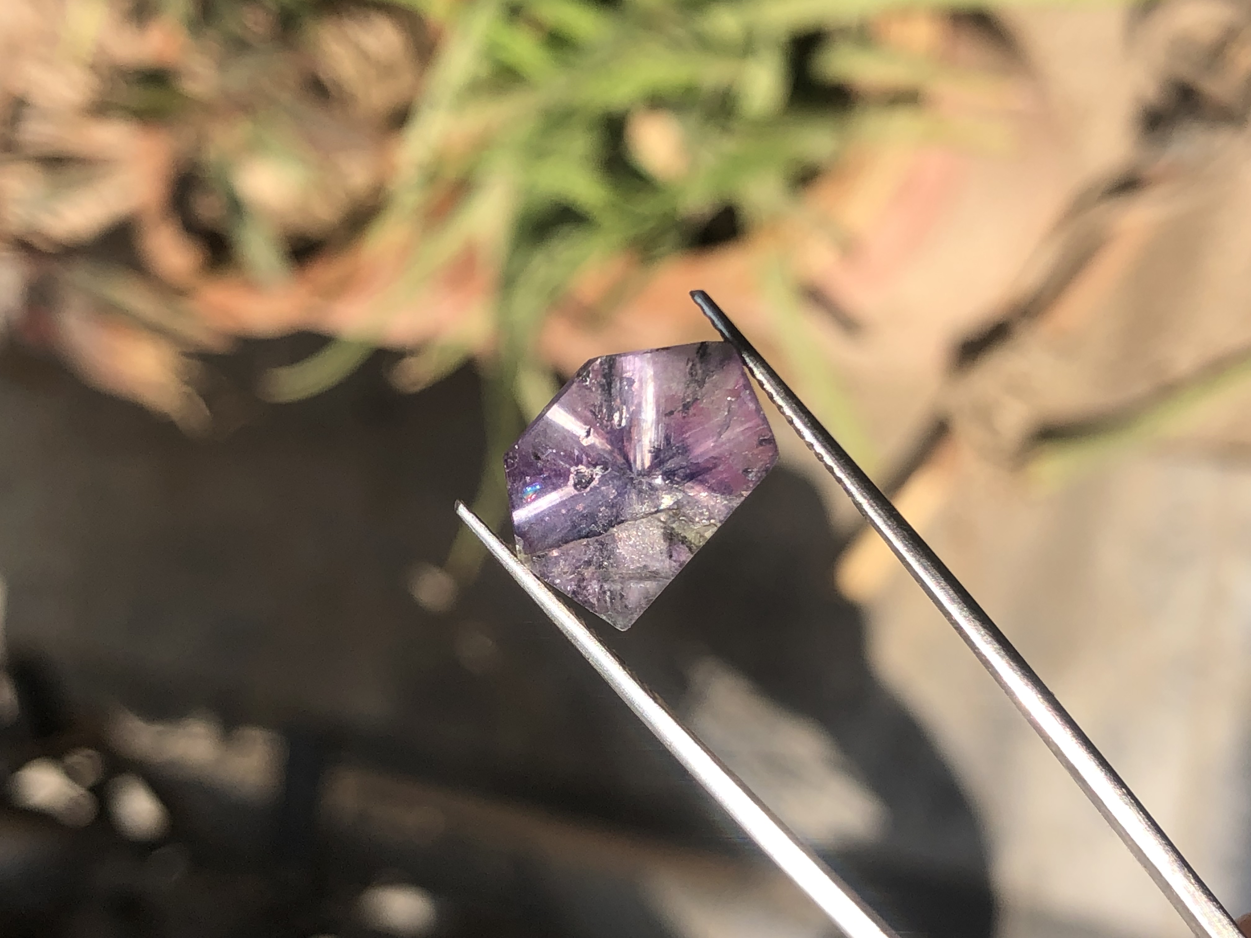 Rare 7.40 ct Natural Trapiche Sapphire  Kashmir Pakistan Violet-Purple Color Unheated Untreated view 2