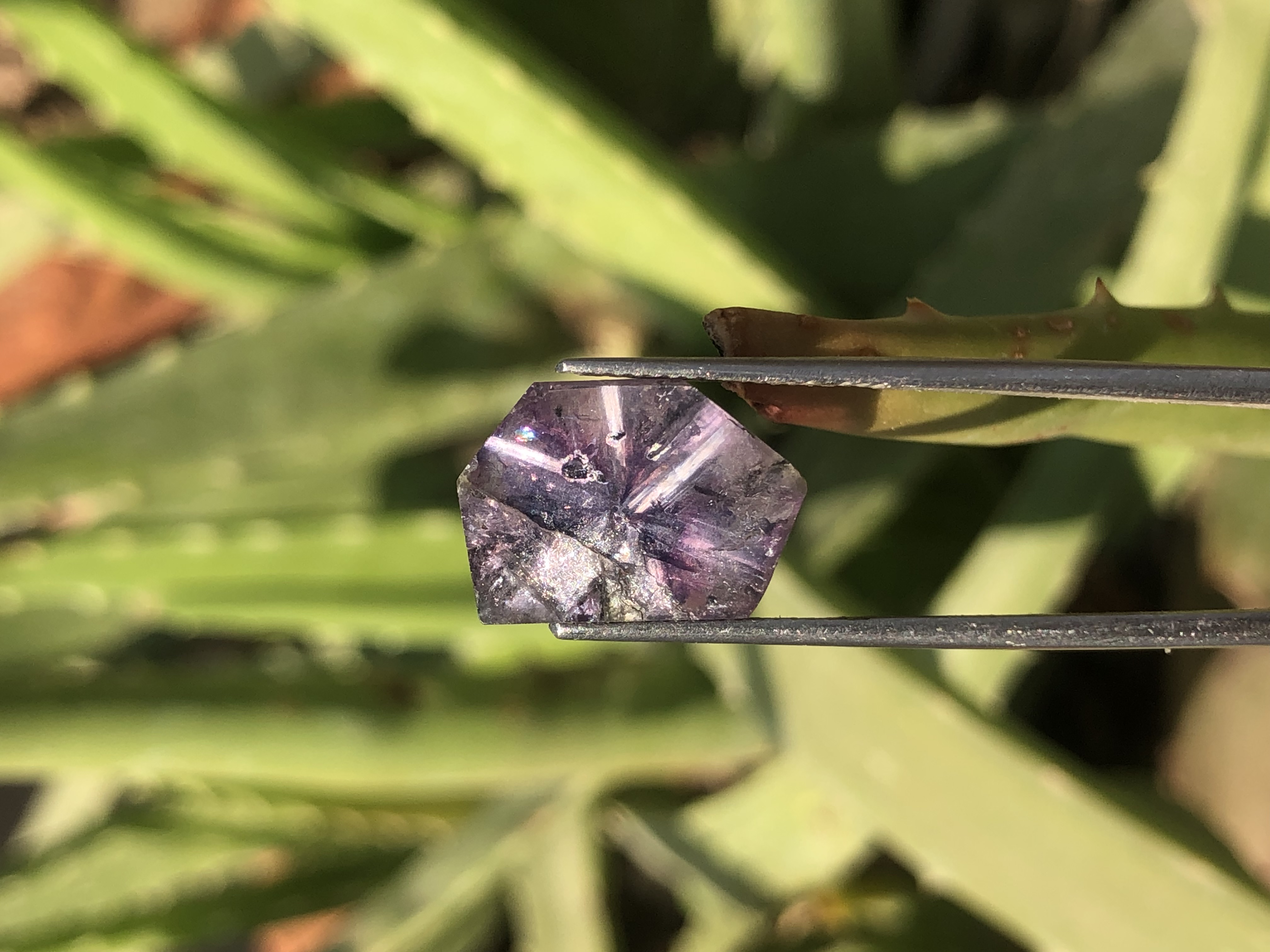 Rare 7.40 ct Natural Trapiche Sapphire  Kashmir Pakistan Violet-Purple Color Unheated Untreated view 3