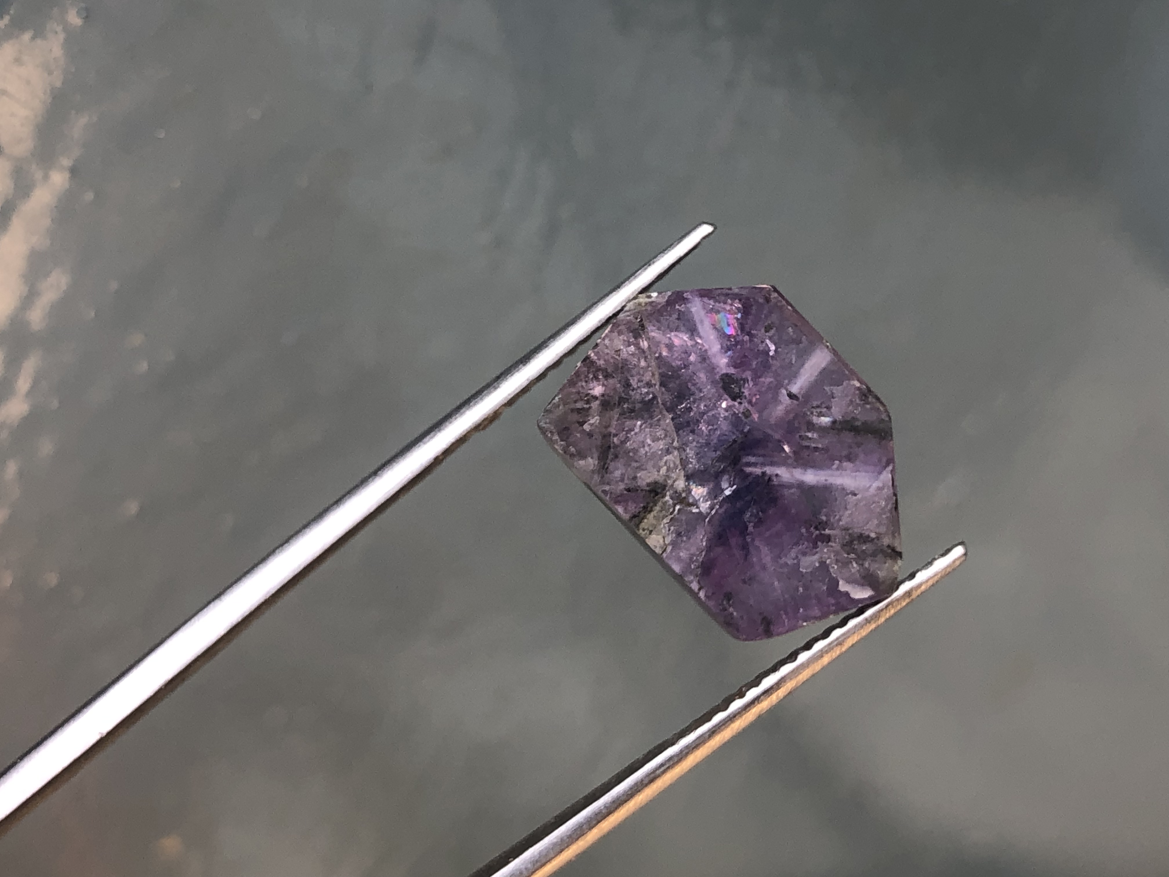 Rare 7.40 ct Natural Trapiche Sapphire  Kashmir Pakistan Violet-Purple Color Unheated Untreated view 4